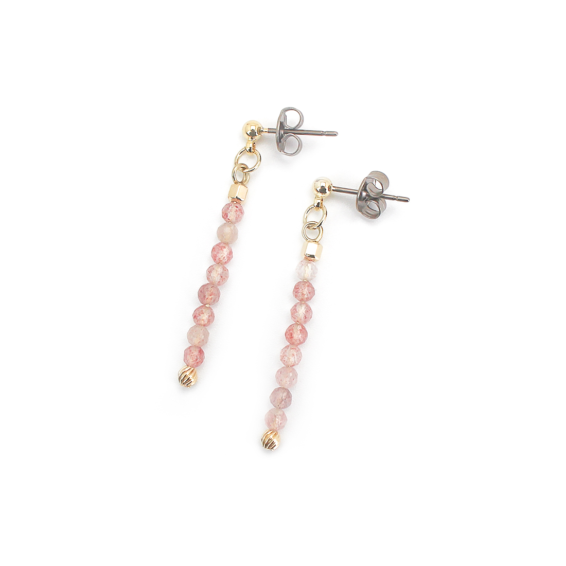 スプリングコレクション　ストロベリークォーツピアス