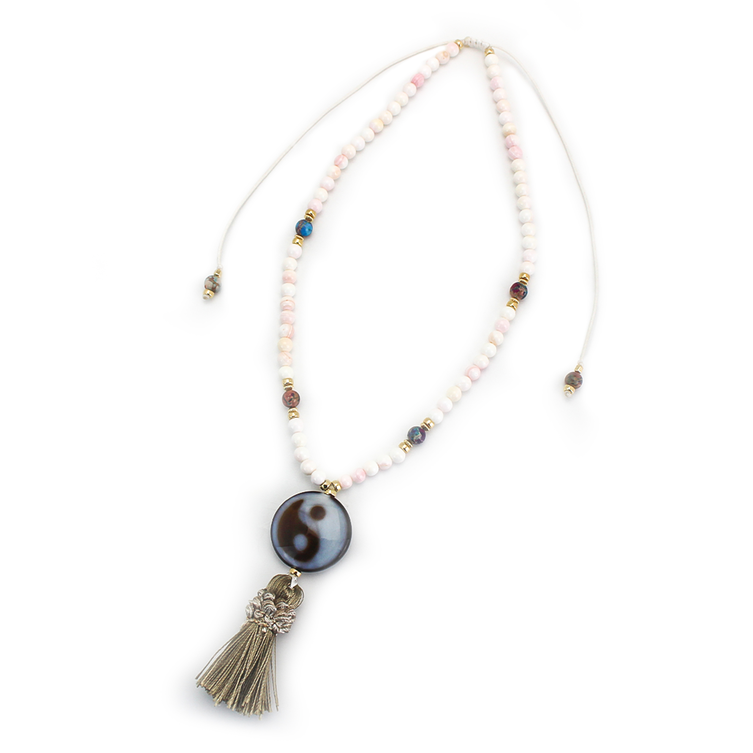 スプリングコレクション　陰陽太極板珠ネックレス