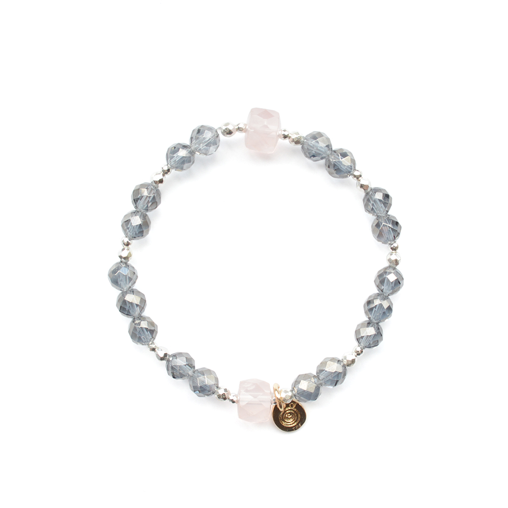 ローズクオーツ＋ミッドナイトオーラデザインブレスレット