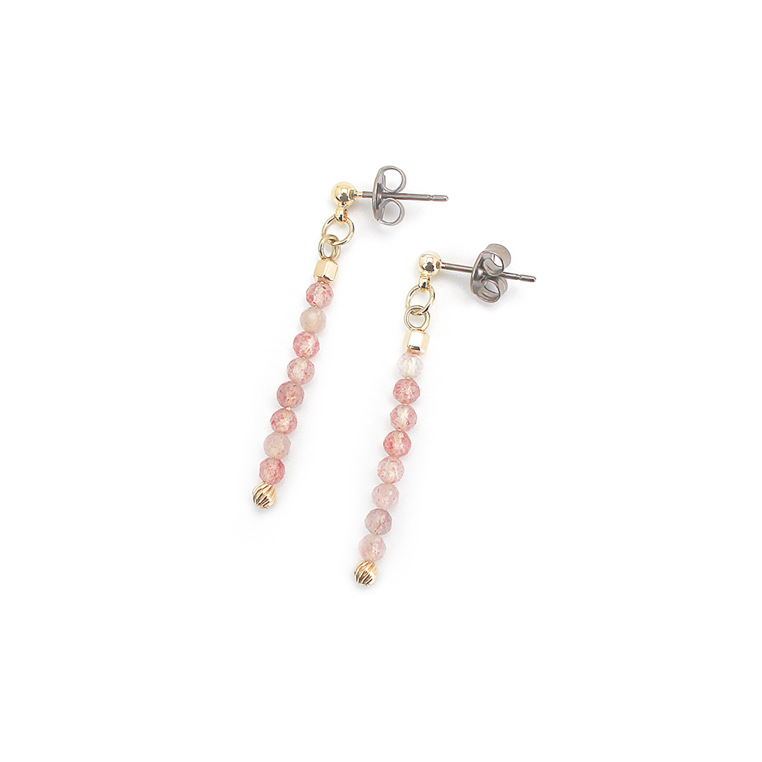 スプリングコレクション　ストロベリークォーツピアス