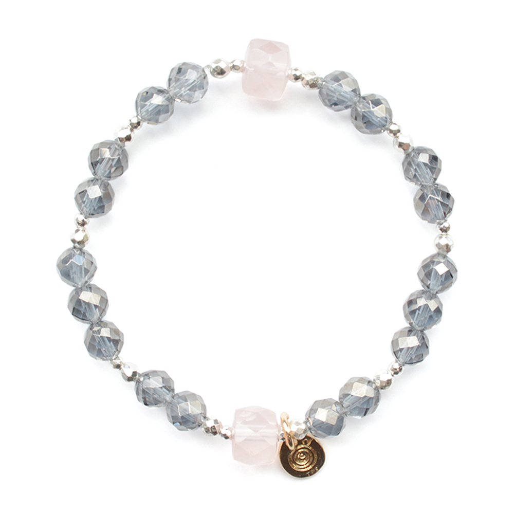 ローズクオーツ＋ミッドナイトオーラデザインブレスレット