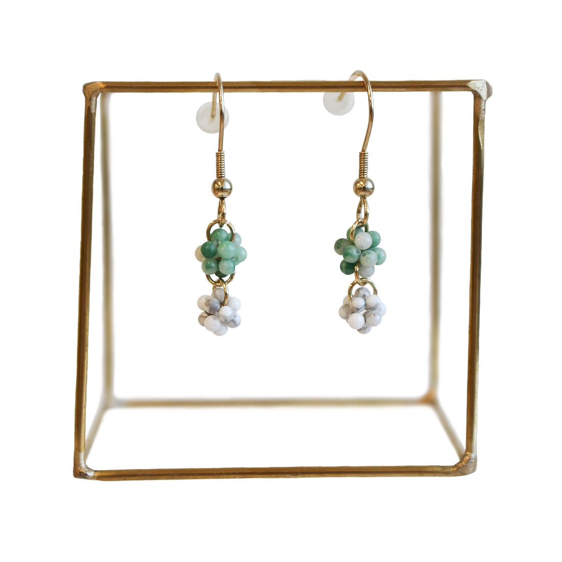 ツリーアゲート+ハウライトピアス