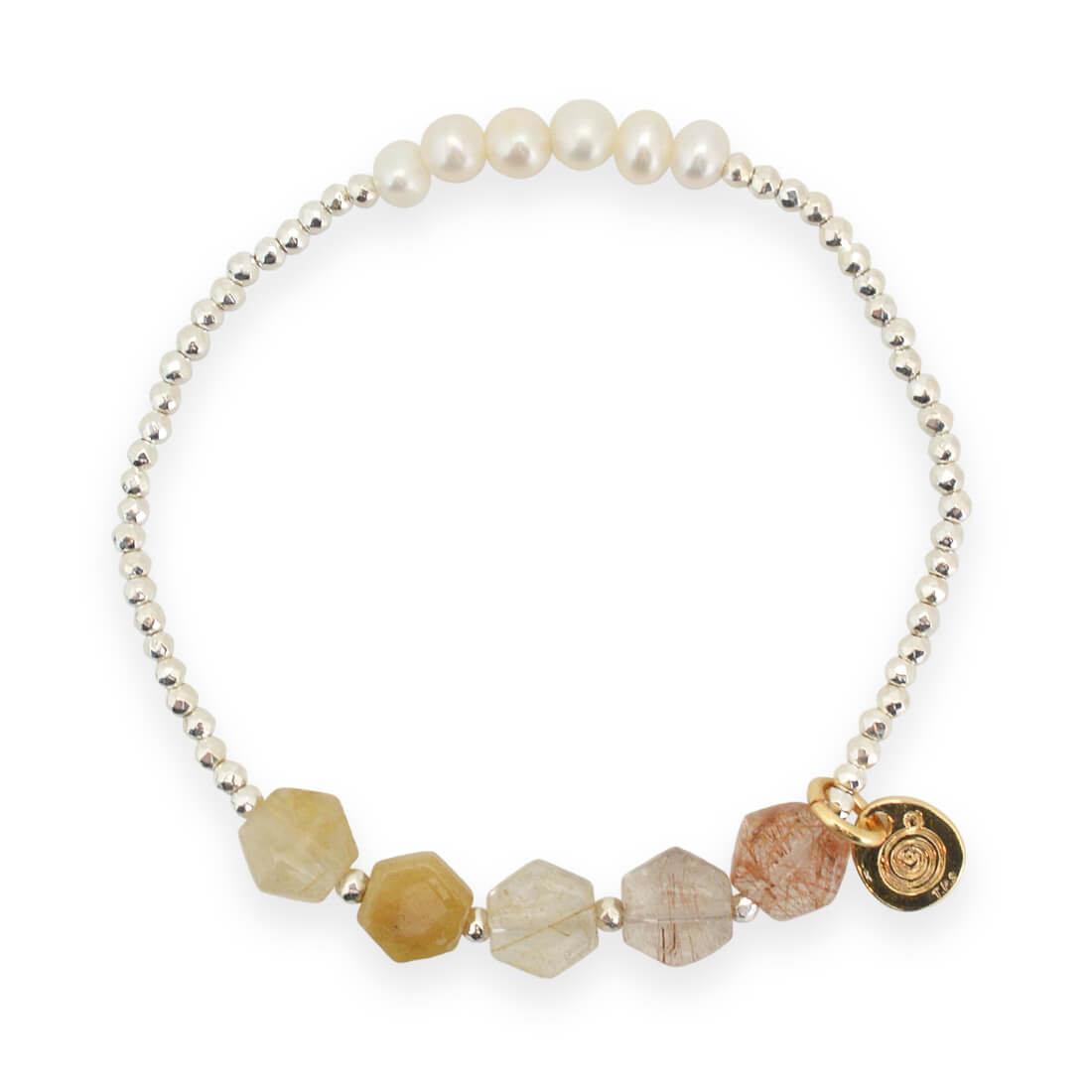 ルチルクォーツ＋パールブレスレット