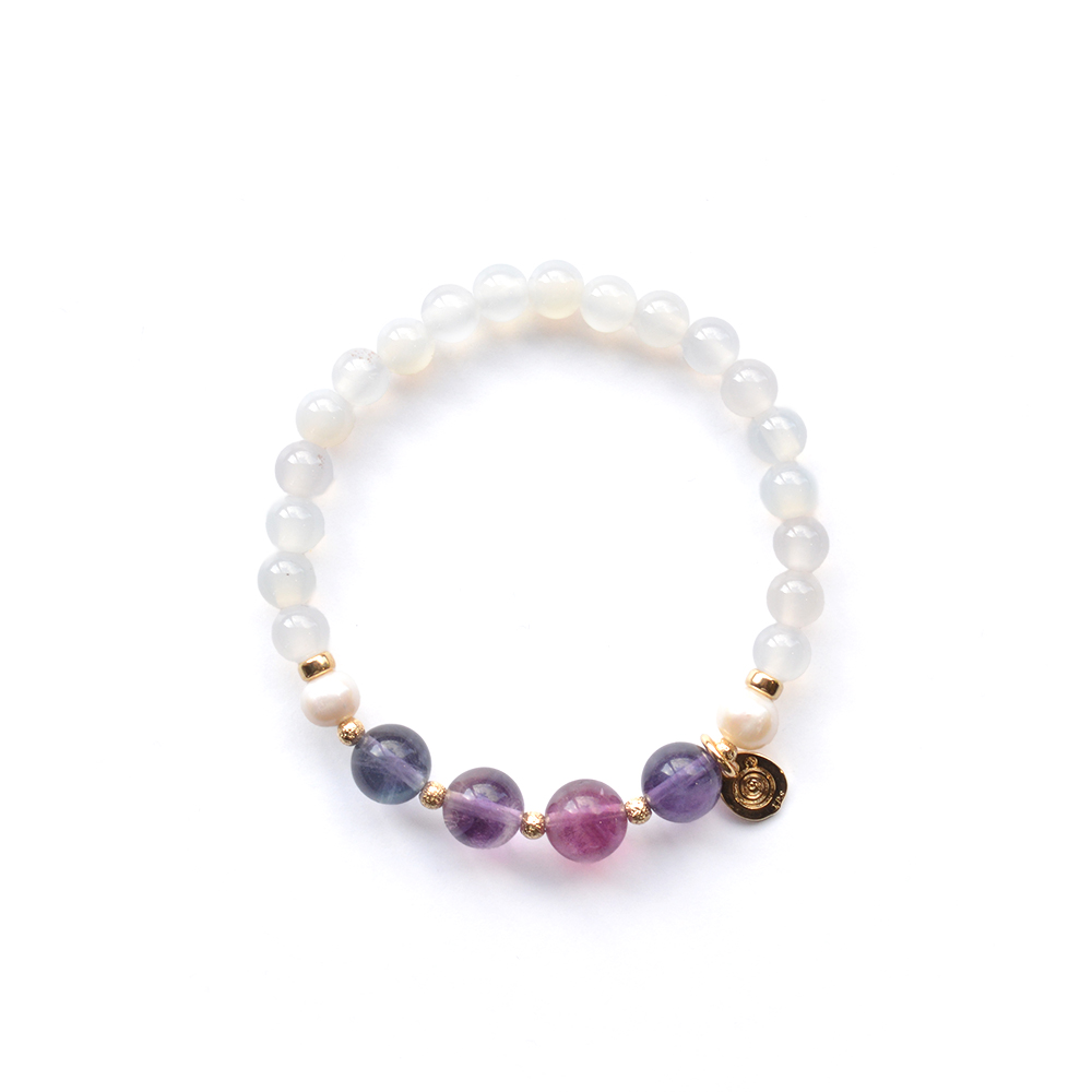 ウィンターコレクション　フローライト＋ホワイトカルセドニーブレスレット