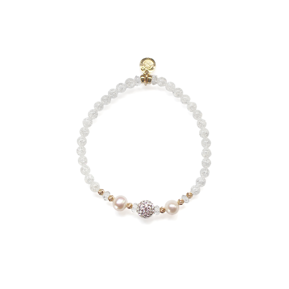 クリスマス限定　パヴェボール＋クラック水晶デザインブレスレット